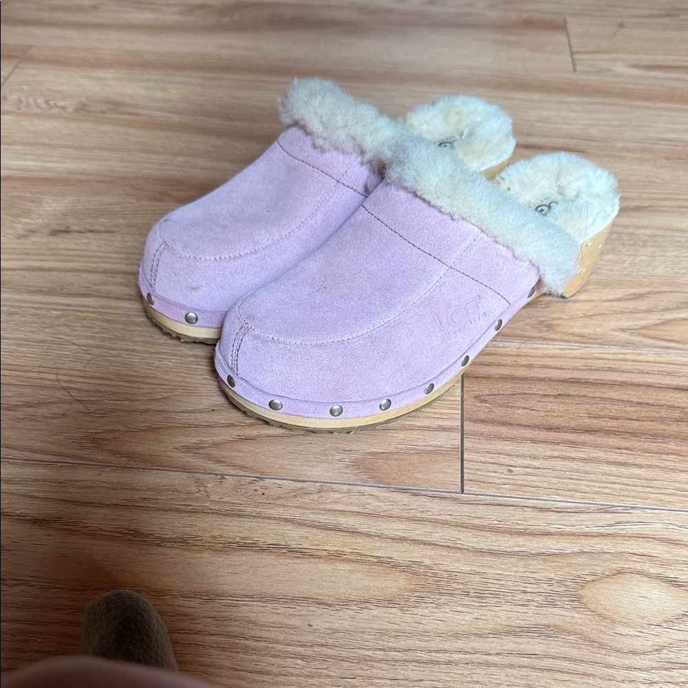 UGG Light Pink Shearling Clogs